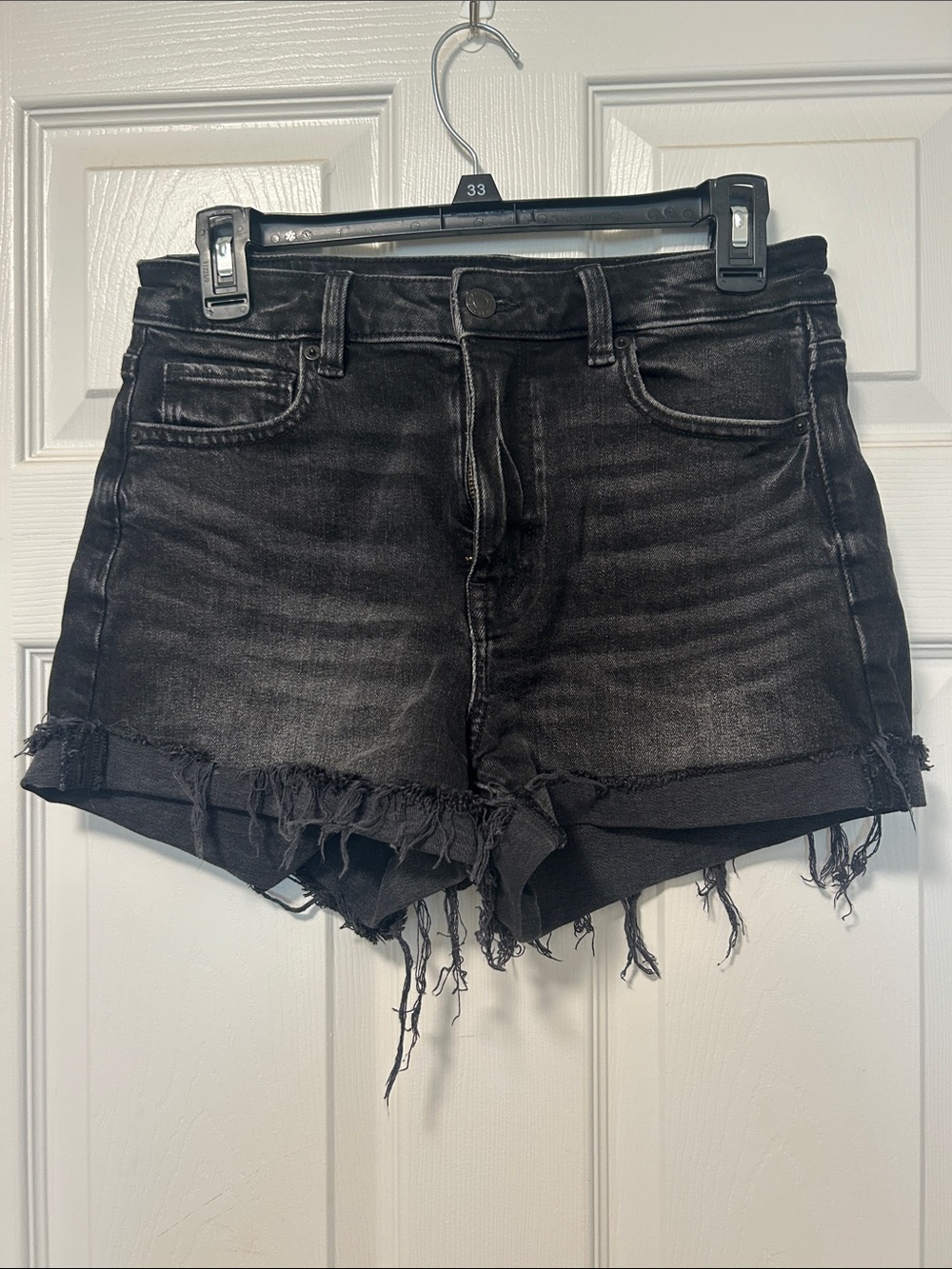 American Eagle Outfitters Black Washed Distressed Denim Shorts